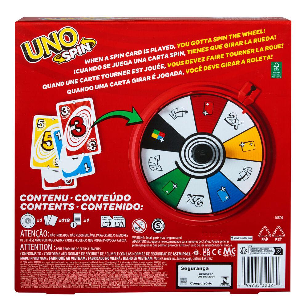 Caja del juego de cartas MATTEL UNO Spin con ruleta - 2