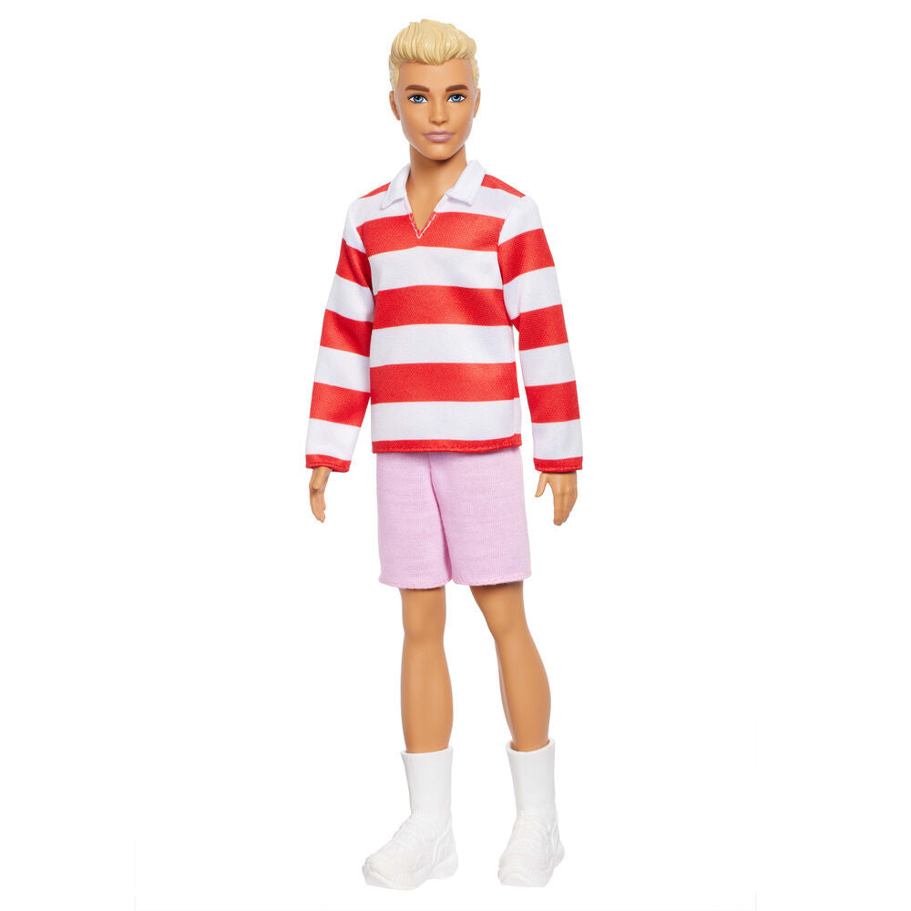 Muñeco Ken Fashionistas con polo de rayas y pantalón corto rosa - 2