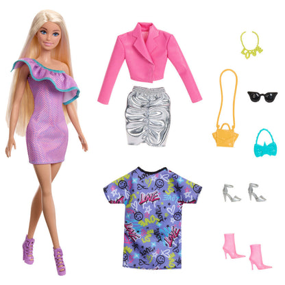 Muñeca Barbie Fashionista con ropa y accesorios para crear tres looks - 2