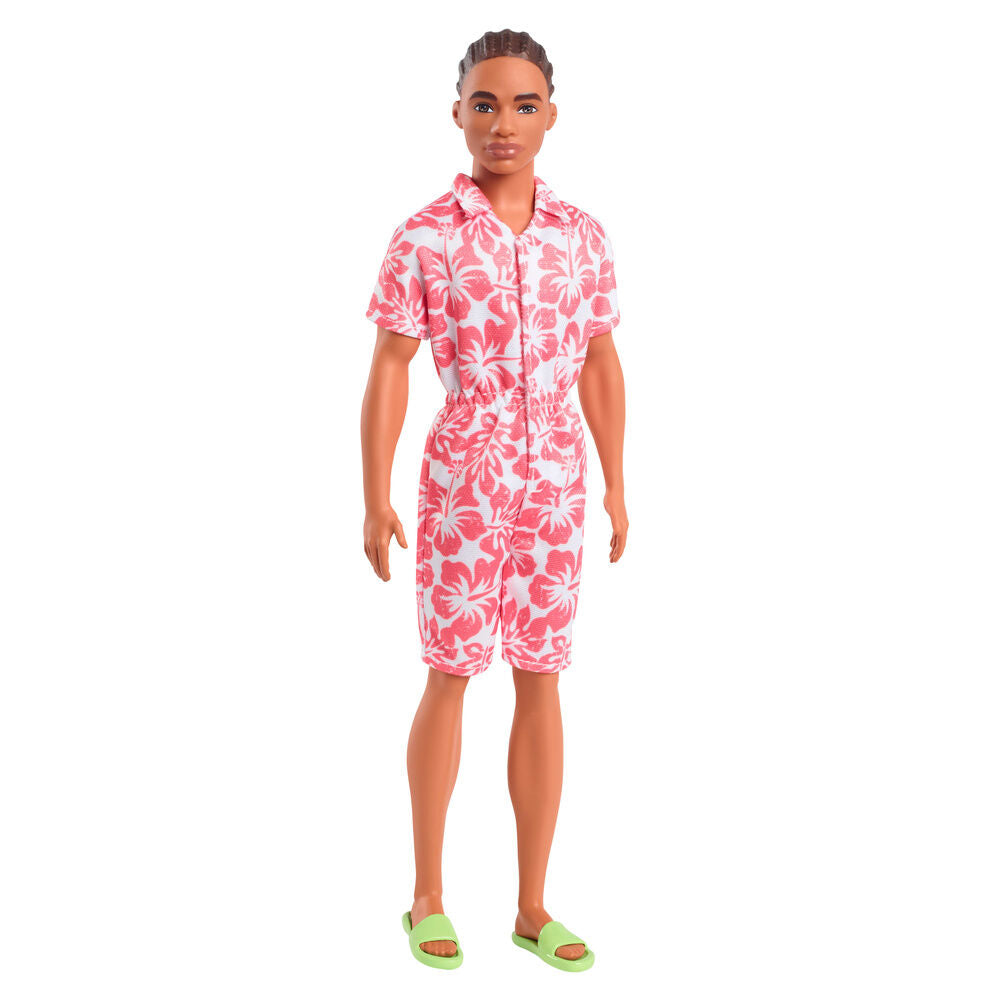Muñeco Ken Barbie con mono hawaiano blanco y coral - 2