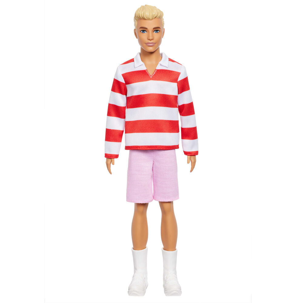 Muñeco Ken Fashionistas con polo de rayas y pantalón corto rosa - 3