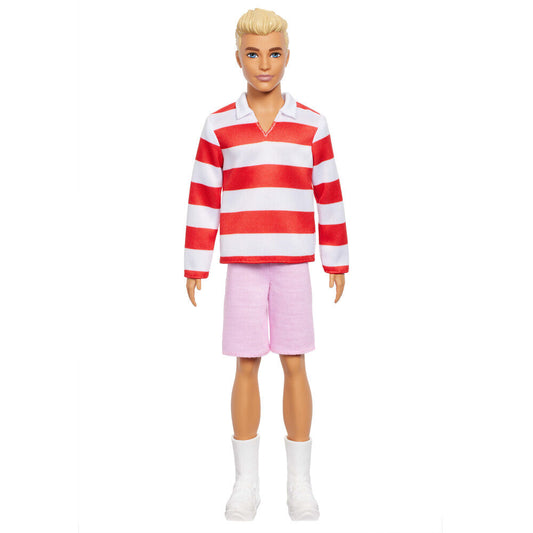 Muñeco Ken Fashionistas con polo de rayas y pantalón corto rosa - 3