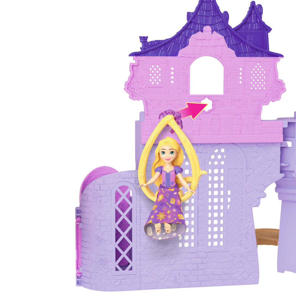 Mini castillo de Rapunzel Disney abierto con muñeca, cama y accesorios - 3