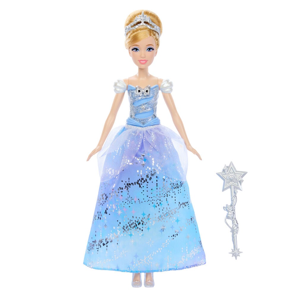Muñeca Cenicienta Disney con vestido azul, tiara y varita - 3