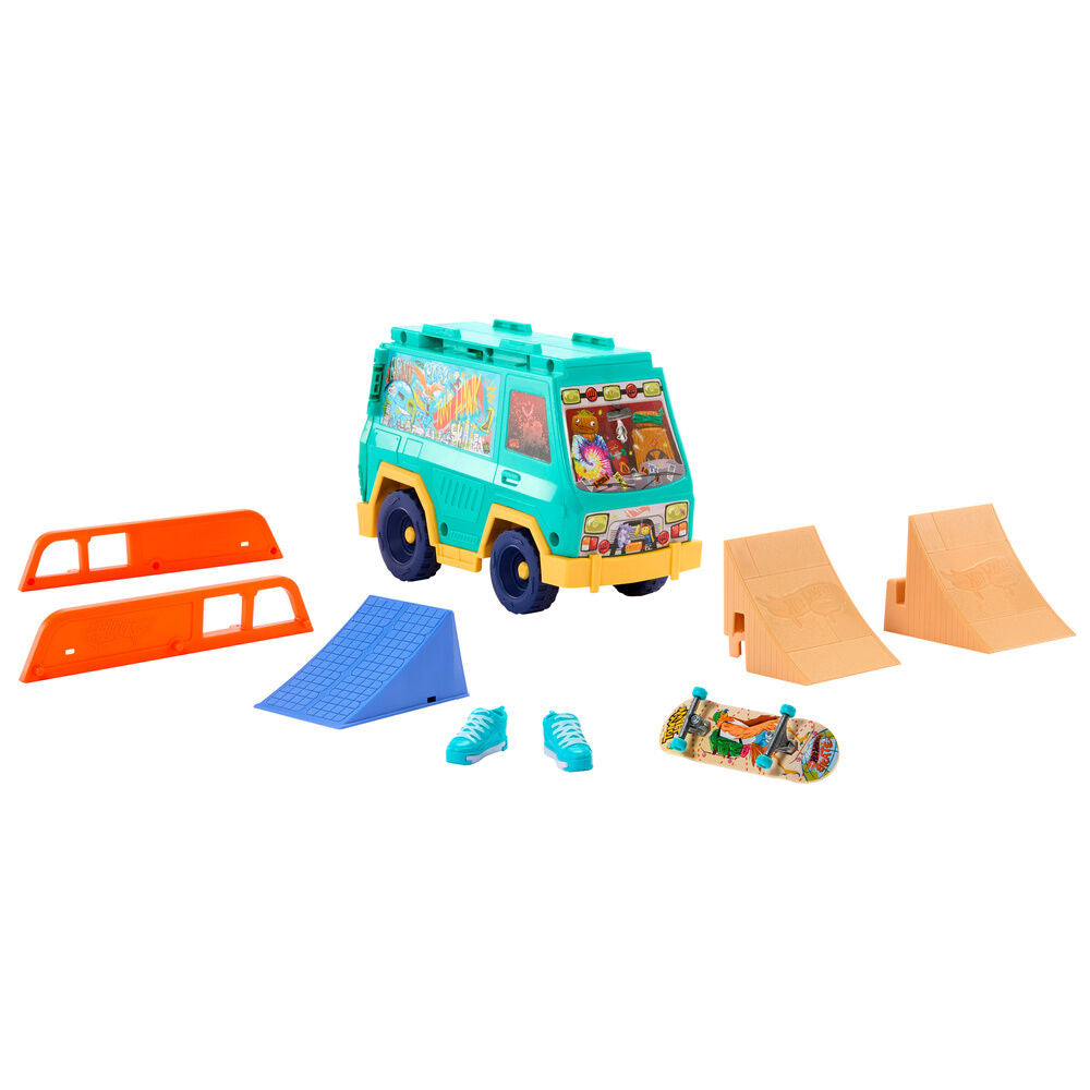 Furgoneta Hot Wheels Skate con rampas, fingerboard y accesorios - 3