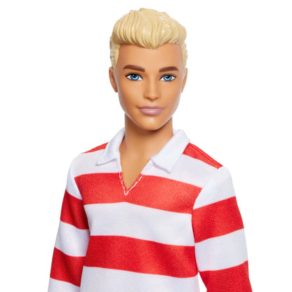 Muñeco Ken Fashionistas con polo de rayas y pantalón corto rosa - 4