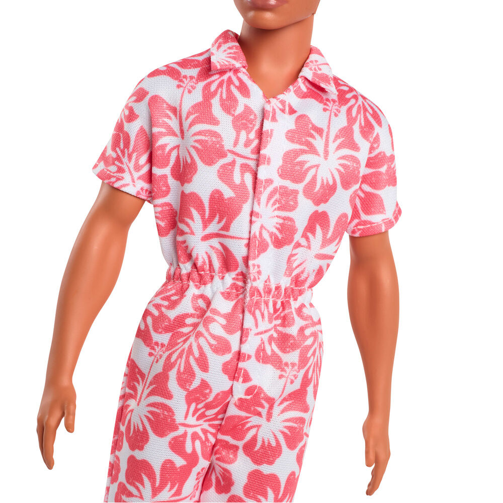 Muñeco Ken Barbie con mono hawaiano blanco y coral - 4