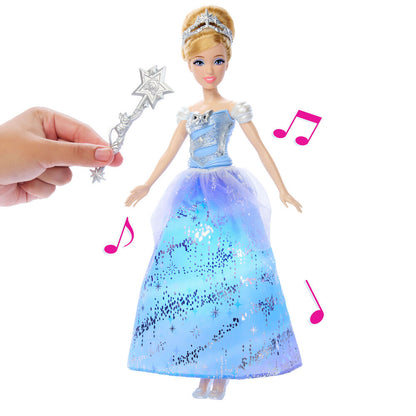 Muñeca Cenicienta Disney con vestido azul, tiara y varita - 4