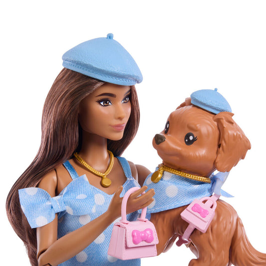 Muñeca Barbie Twinning Looks Latina con cachorro y ropa azul a juego - 5