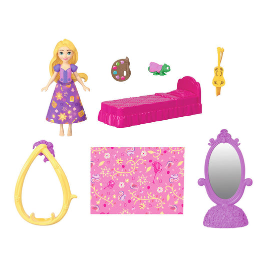 Mini castillo de Rapunzel Disney abierto con muñeca, cama y accesorios - 5