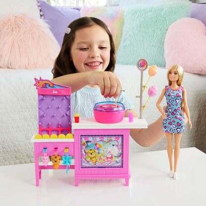 Muñeca Barbie Malibu con puesto de juegos y algodón de azúcar - 6