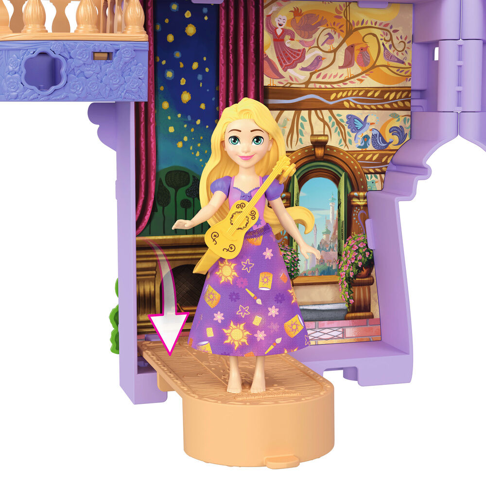 Mini castillo de Rapunzel Disney abierto con muñeca, cama y accesorios - 6
