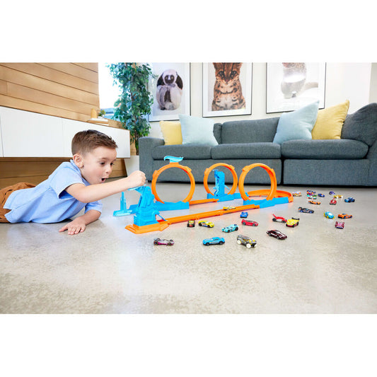Pack de pista triple looping Hot Wheels Track Creator con coche - 6