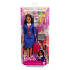 Muñeca Barbie azafata morena con uniforme azul, maleta y accesorios