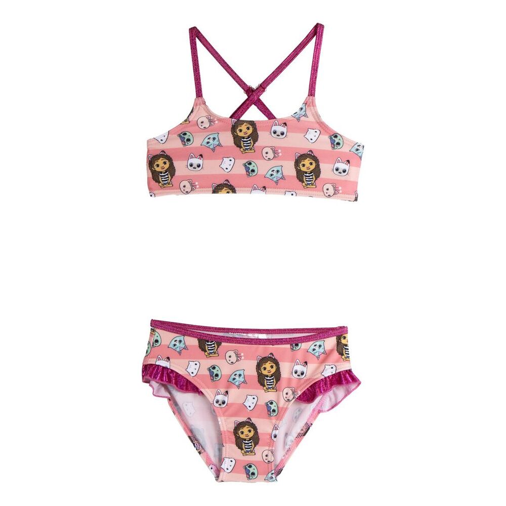 Bikini infantil rosa de La Casa de Muñecas de Gabby con tirantes cruzados