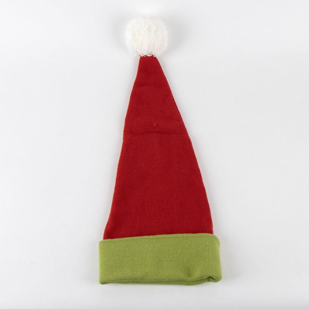 Gorro navideño rojo y verde de El Grinch con pompón blanco - 2