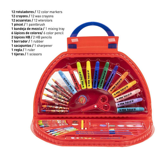Set de papelería Paw Patrol de 50 piezas en estuche rojo con asa - 6