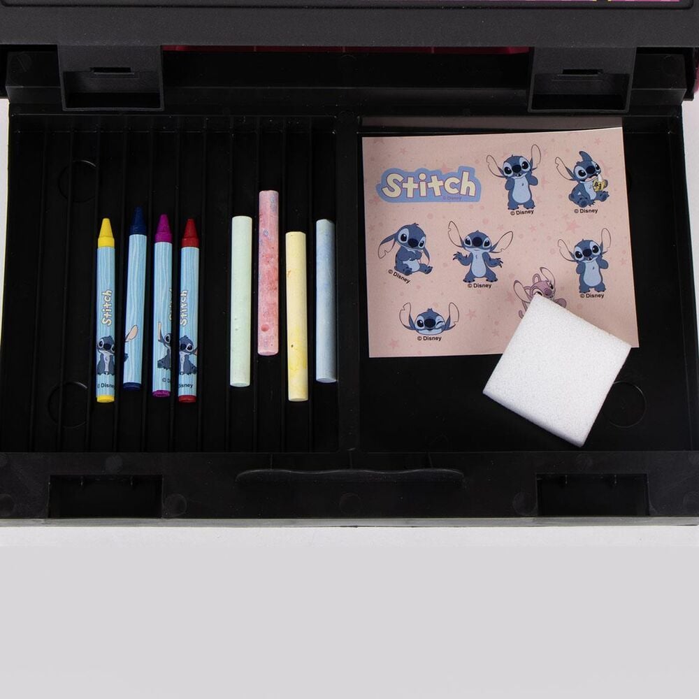 Set de papelería portátil Stitch Disney azul con lámina y ceras de colores - 2