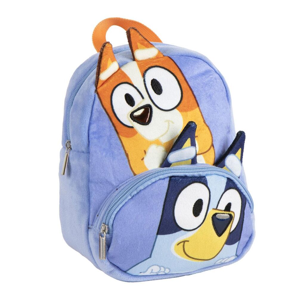 Mochila Bluey y Bingo de 22 cm en tonos azul y lila