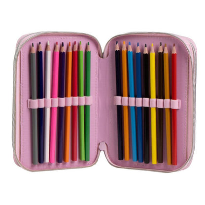 Plumier triple completo rosa de Hello Kitty con material escolar - 4