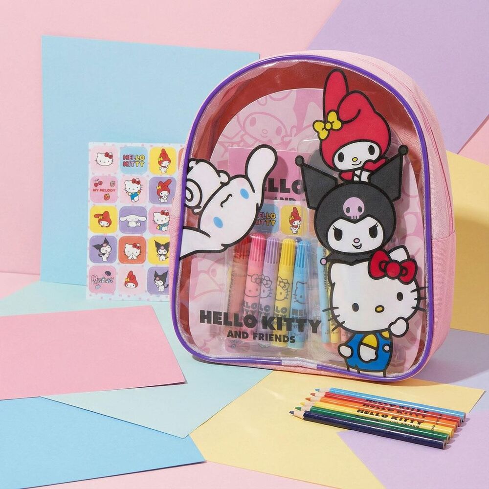 Set de papelería Hello Kitty and Friends con mochila rosa y material de dibujo - 3