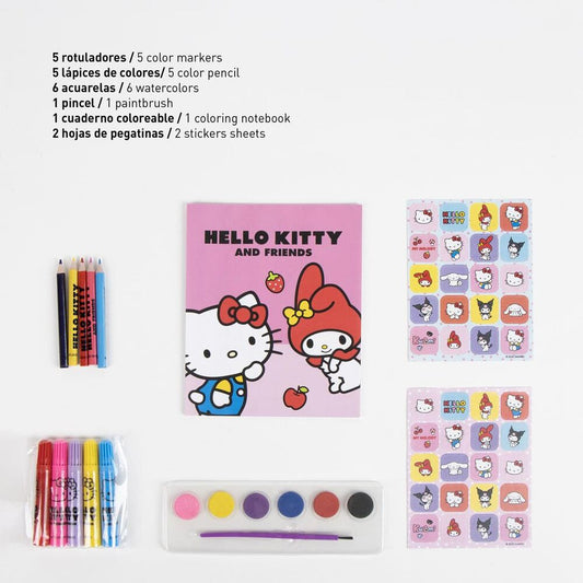 Set de papelería Hello Kitty and Friends con mochila rosa y material de dibujo - 6