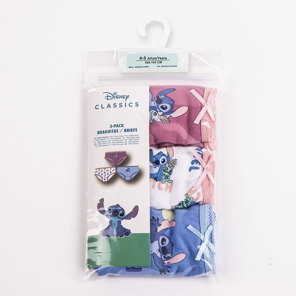 Blíster de tres braguitas de algodón con estampados de Stitch Disney - 2
