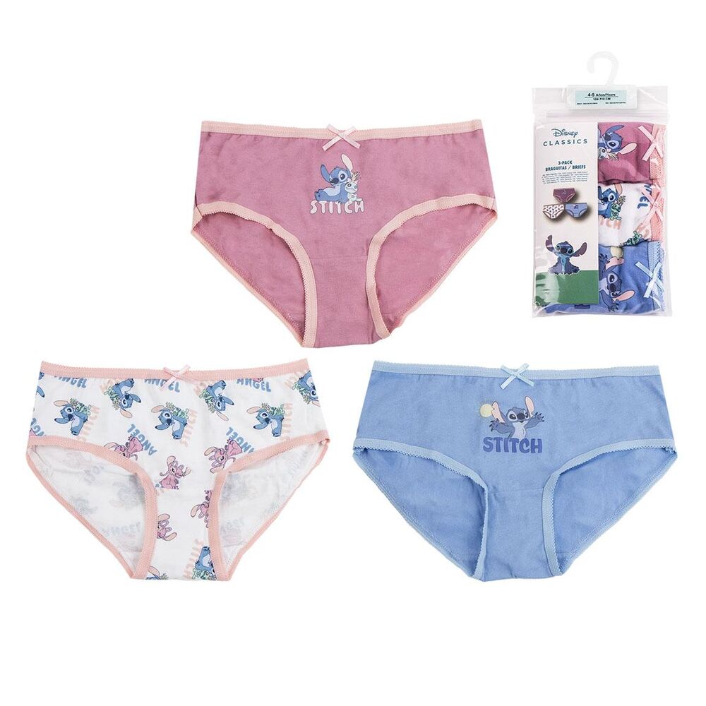 Blíster de tres braguitas de algodón con estampados de Stitch Disney
