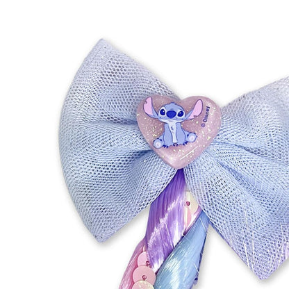Coletero extensible Stitch Disney con lazo azul y trenza multicolor - 5