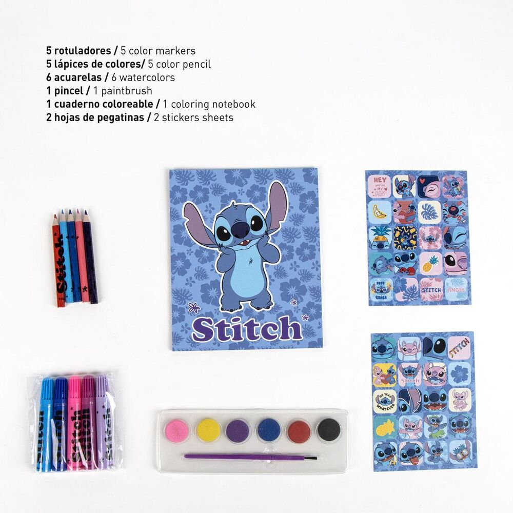 Set de papelería Stitch Disney con mochila azul y material de dibujo - 3