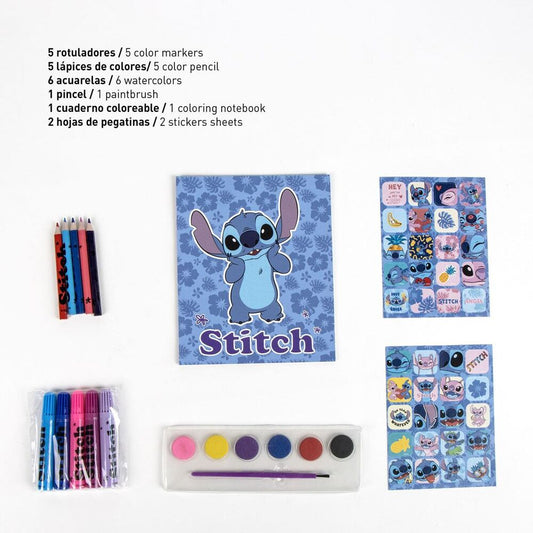 Set de papelería Stitch Disney con mochila azul y material de dibujo - 3