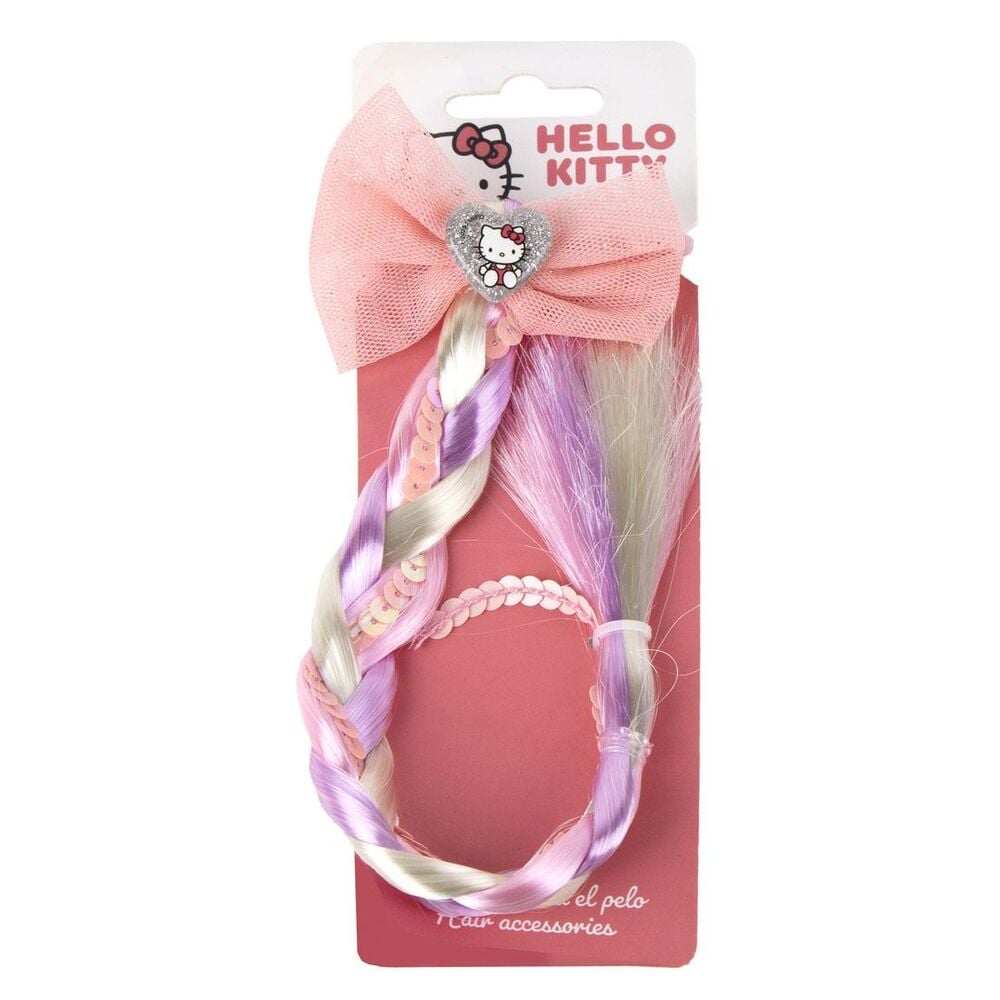 Coletero extensible Hello Kitty con lazo rosa y mechones multicolor