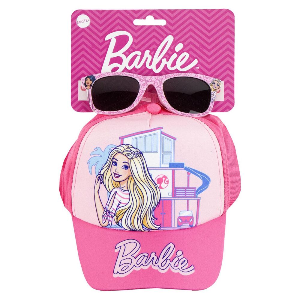 Set Barbie con gorra rosa y gafas de sol a juego