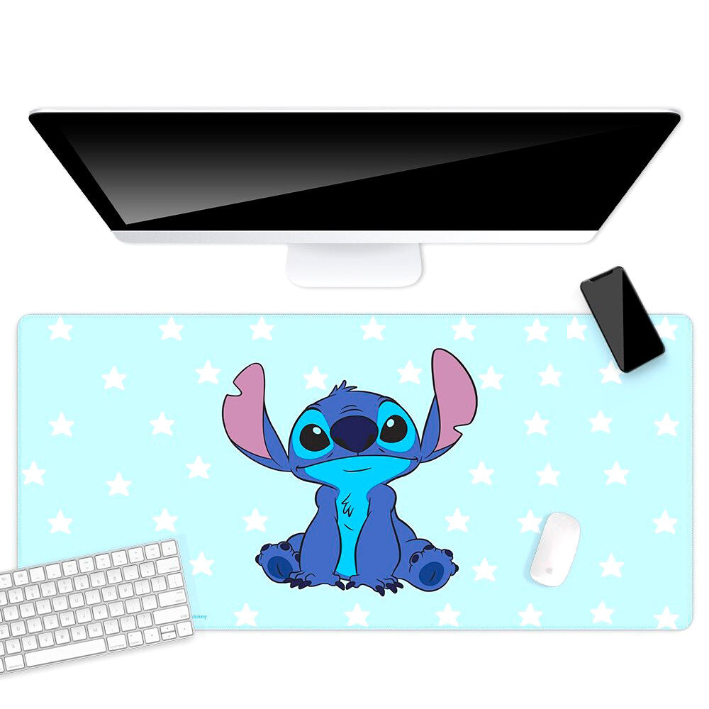 Alfombrilla gaming de Stitch Disney azul con estrellas blancas