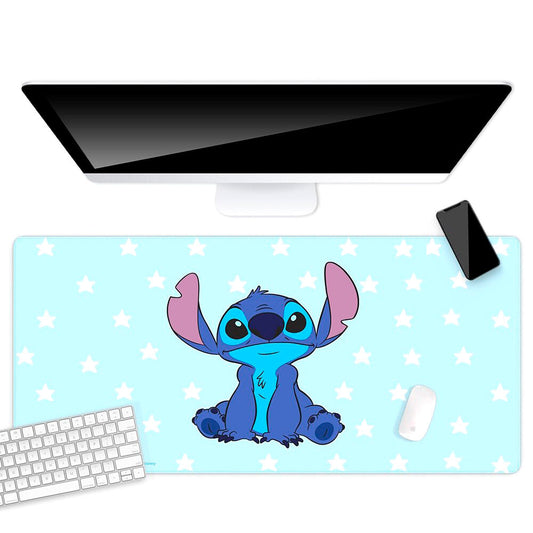 Alfombrilla gaming de Stitch Disney azul con estrellas blancas