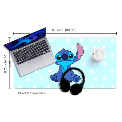 Alfombrilla gaming de Stitch Disney azul con estrellas blancas - 3