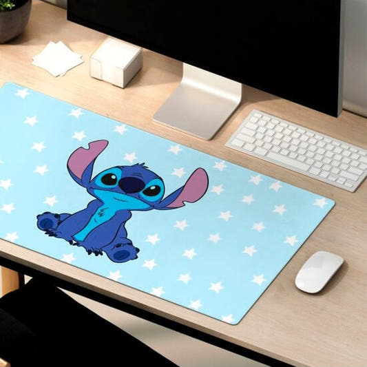 Alfombrilla gaming de Stitch Disney azul con estrellas blancas - 4
