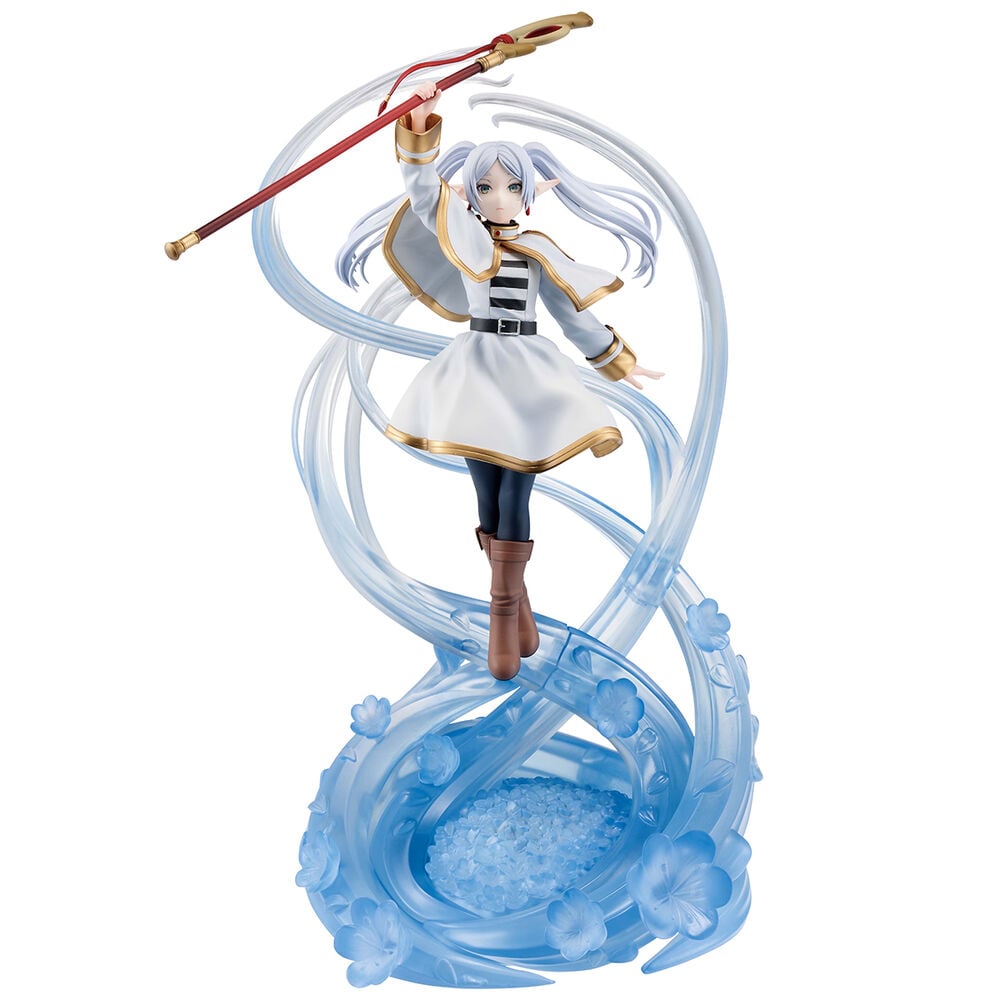 Figura Ichibansho de Frieren con bastón y efecto azul translúcido