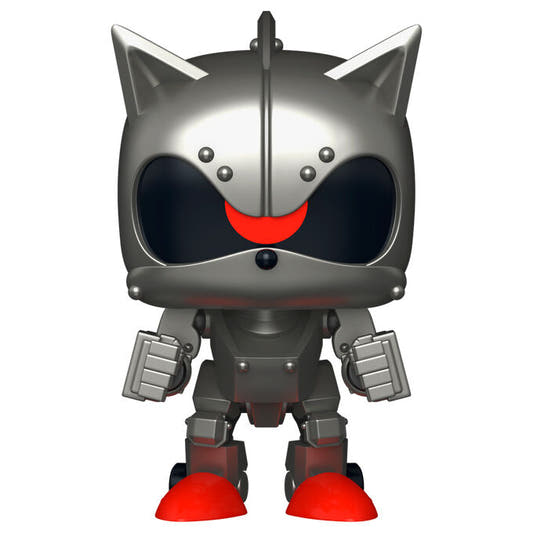 Figura Funko POP! de Mecha Sonic con diseño robótico gris y botas rojas