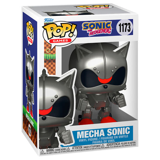 Figura Funko POP! de Mecha Sonic con diseño robótico gris y botas rojas - 2