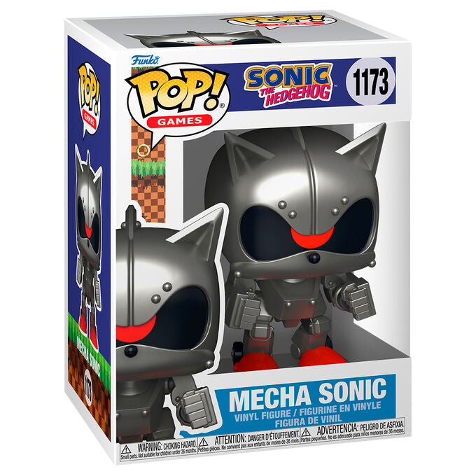 Figura Funko POP! de Mecha Sonic con diseño robótico gris y botas rojas - 2