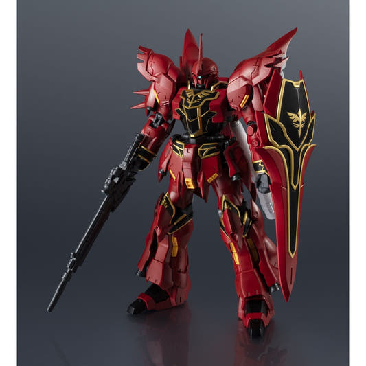 Figura MSN-06S Sinanju Gundam Universe roja con escudo y arma larga