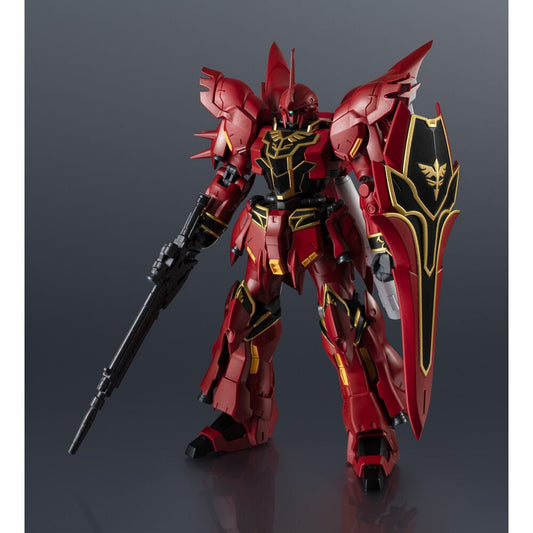 Figura MSN-06S Sinanju Gundam Universe roja con escudo y arma larga