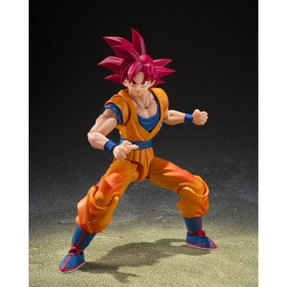 Figura S.H.Figuarts de Son Goku Super Saiyan God con traje naranja y cabello rojo - 7