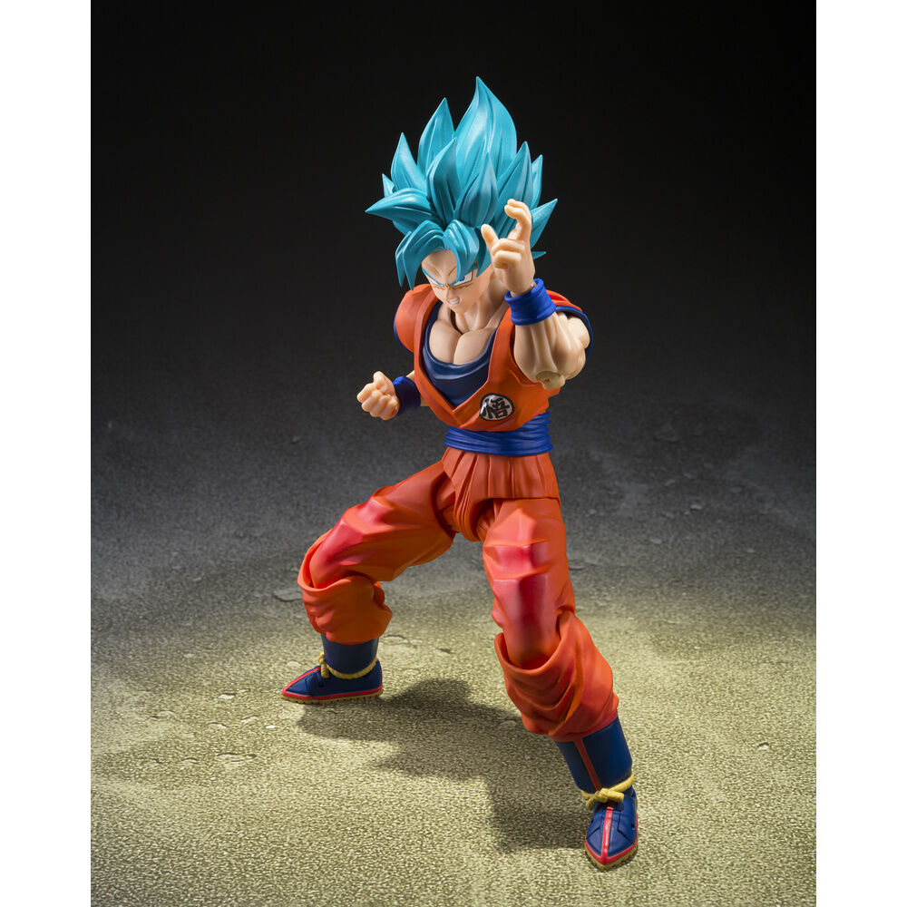 Figura S.H.Figuarts de Son Goku Blue con uniforme naranja y cabello azul - 2