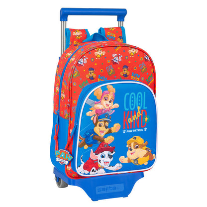 Trolley mochila Paw Patrol rojo y azul con personajes y carro