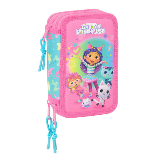 Plumier triple rosa de Gabby’s Dollhouse con tres compartimentos