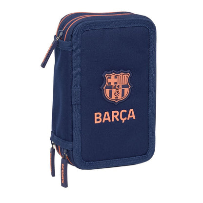 Plumier triple azul marino del F.C. Barcelona con escudo y texto BARÇA