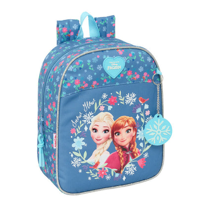 Mochila Frozen Disney azul de 27 cm con Elsa y Anna