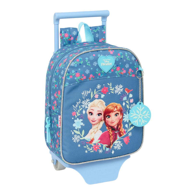 Trolley Frozen Disney azul con Elsa y Anna, mochila extraíble